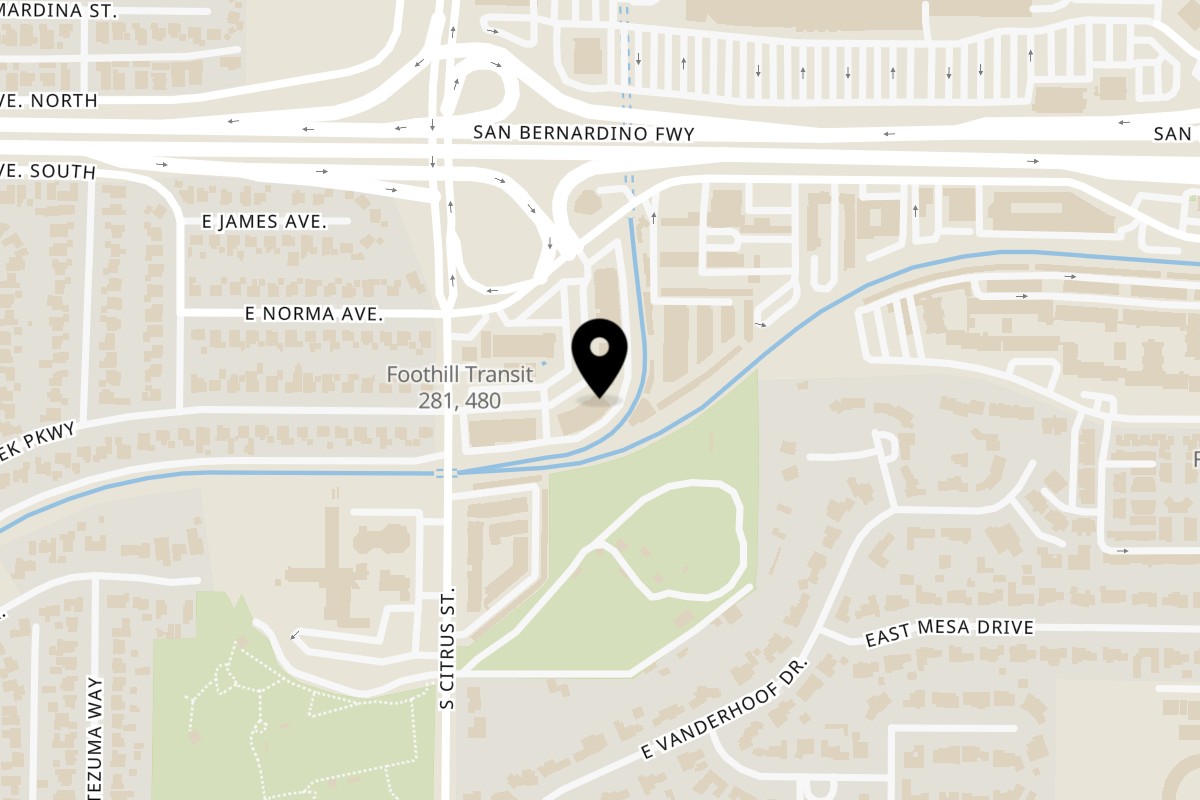 Map showing the location of SushiMe Roll'n on 2686 E Garvey Ave S in West Covina